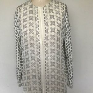 Vince, White Printed Silk Tunic, Size XS